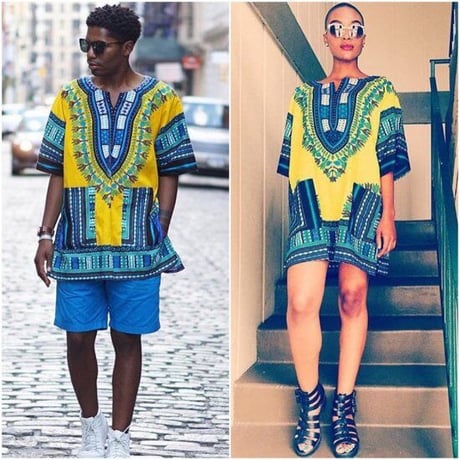 パープル　ユニセックス　男女兼用　ダシキ　Dashiki　半袖シャツ　アフリカンプリント　民族衣装　 ヒッピー　hiphop