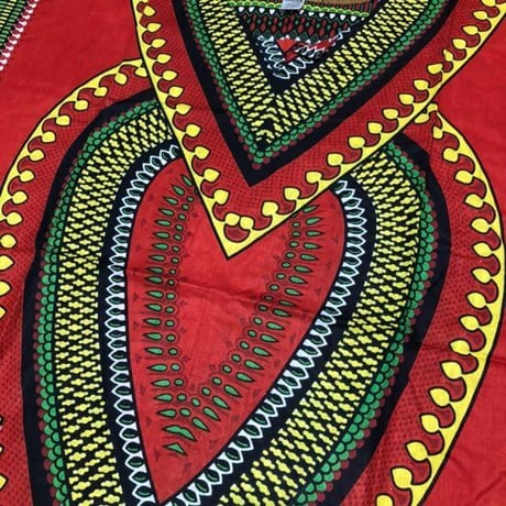 薄手素材　Red Heart Of Africa Dashiki　男女兼用　ダシキ　半袖シャツ　アフリカ　アフリカン　民族衣装　 ヒッピー　hiphop