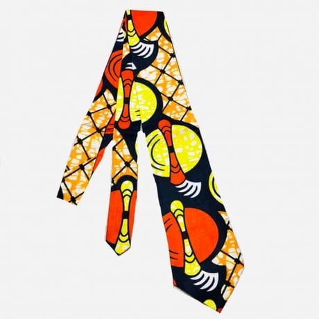 アフリカンプリント　ネクタイ　ハンカチ付　パーニュ　キテンゲ　African print tie