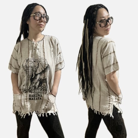 ハクナマタタ　ケニア　象　ゾウ　シャツ　Made in Kenya Hakuna matata shirt
