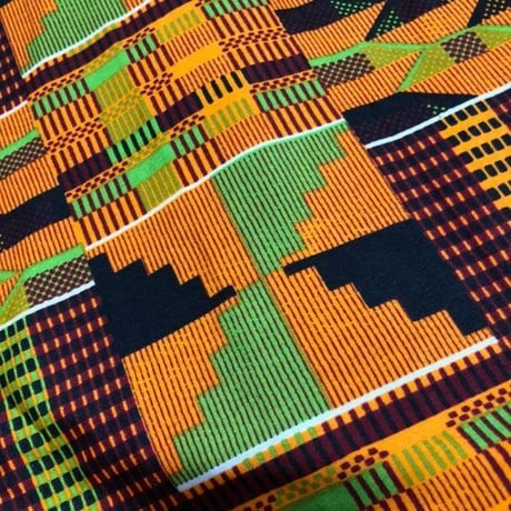 アフリカンプリント　ケンテ　ラップスカート　巻きスカート　紐結び　スカート　African print Kente skirt