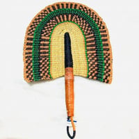Made in Burkina Faso　アフリカ　ブルキナファソ　ハンドメイド　手織り　うちわ　Africa Handmade Woven fan