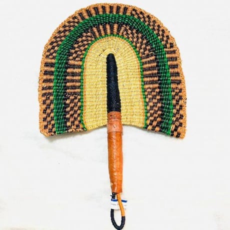 Made in Burkina Faso　アフリカ　ブルキナファソ　ハンドメイド　手織り　うちわ　Africa Handmade Woven fan