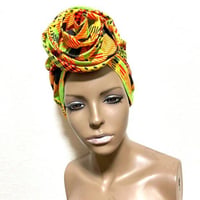 アフリカンプリント　らくらくターバン　ターバン帽子　ヘッドラップ　ケンテ　African print Head wrap