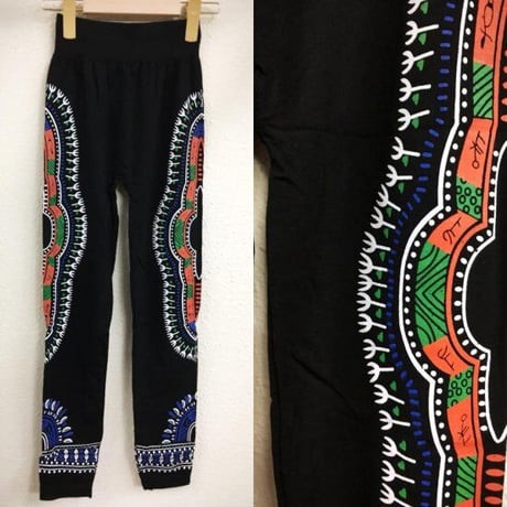 アフリカ　アフリカン　ダシキ　レギンス　Africa Dashiki leggings White/Green/Orange