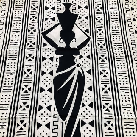 2色　Mud print　アフリカンプリント　カフタン　ワンピース　ヘッドラップ付き　Africa woman printing Kaftan 02
