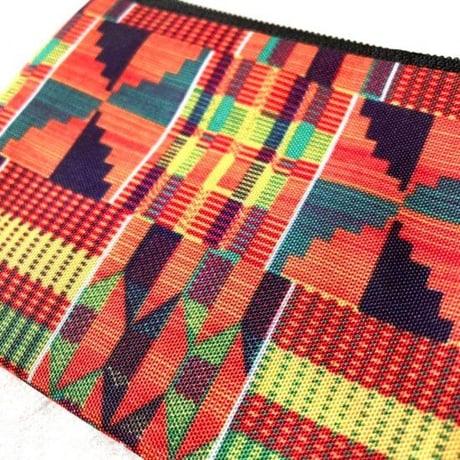 アフリカンプリント　ケンテ　エスニック　総柄　ミニポーチ　African print Kente