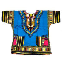 Turquoise　ユニセックス　男女兼用　ダシキ　Dashiki　半袖シャツ　アフリカンプリント　民族衣装　 ヒッピー　hiphop