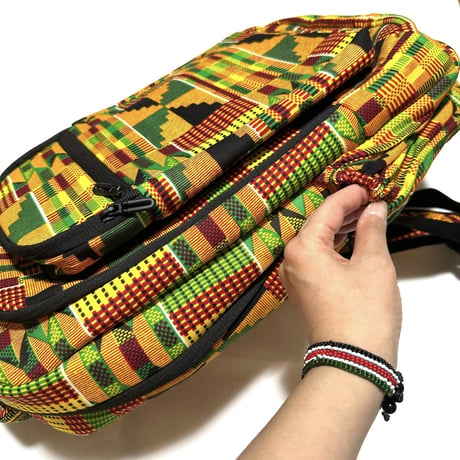 アフリカンプリント　リュック　バックパック　ケンテ　African Print Backpack Kente