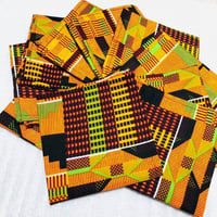 アフリカンプリント　ケンテ　ガーナ　ハンカチ　African print Kente handkerchief