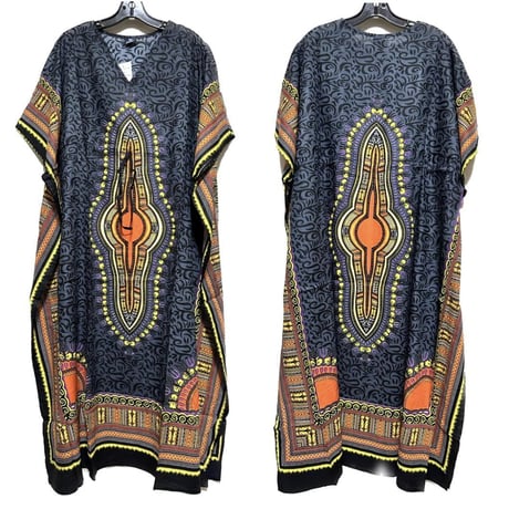 ダシキ　アフリカンプリント　カフタン　ロング　ワンピース　Africa Dashiki Kaftan