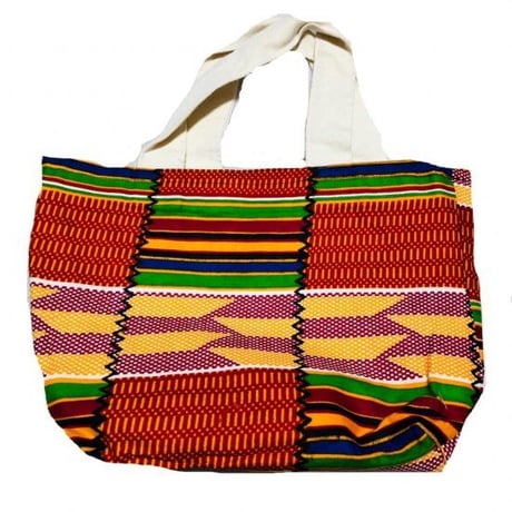 アフリカンプリント　アフリカ布　ケンテ　ハンドバッグ　セカンドトートバッグ　African print bag Kente