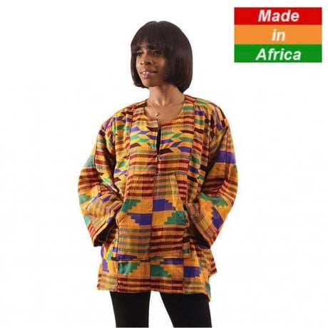 Made in Ghana　アフリカ　ガーナ　ケンテ　ハンドメイド　手織り　プルオーバー　パーカー　Africa Kente