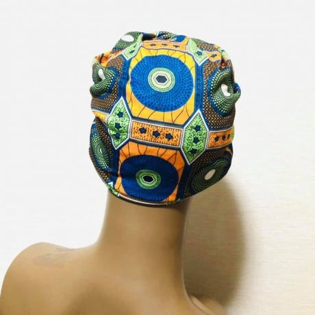 アフリカンプリント　らくらくターバン　ターバン帽子　ヘッドラップ　African print Head wrap