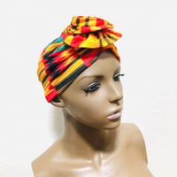 アフリカンプリント　らくらくターバン　ターバン帽子　ヘッドラップ　African print Head wrap