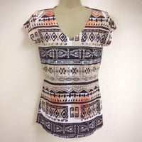 LAインポート Made in USA　幾何学模様　ネイティブ柄　オルテガ柄　半袖Tシャツ