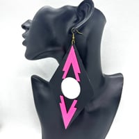 在庫処分SALE　菱形　ピンク×ブラック　ピアス　ヒップホップ　90年代　90’s hiphop Bling Bling