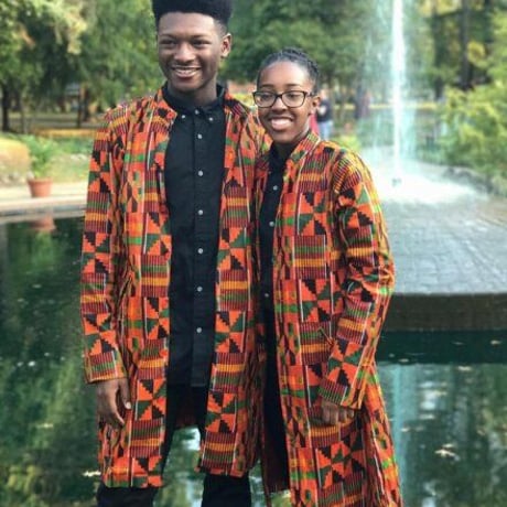 アフリカンプリント　ケンテ　クルタ　長袖　ジャケット　羽織り　Africa Kente Open Kurta