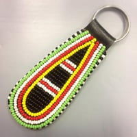 Made in Kenya　マサイ　マサイ族　アフリカ　ケニア　ラスタ　ラスタカラー　レゲエ　ビーズ　革　ハンドメイド　キーホルダー　ビーズキーホルダー