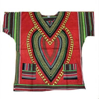 薄手素材　Red Heart Of Africa Dashiki　男女兼用　ダシキ　半袖シャツ　アフリカ　アフリカン　民族衣装　 ヒッピー　hiphop