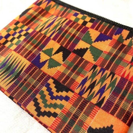 アフリカンプリント　ケンテ　エスニック　総柄　ミニポーチ　African print Kente