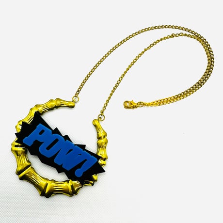 在庫処分SALE　ピンク　ブルー　レッド　バンブー　POW!　ネックレス　ヒップホップ　90年代　90’s hiphop Bling Bling