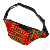 アフリカンプリント　ケンテ　ウエストポーチ　Kente print bag