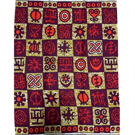 《商品説明をお読み下さい》アフリカ布　布　ハンドメイド　パーニュ　キテンゲ　アフリカンバティック　アフリカンプリント布　アディンクラ　Adinkra Gye Nyame Sanka
