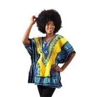 Elastic Dashiki Yellow　ダシキ　半袖シャツ　アフリカ　アフリカン　民族衣装　 ヒッピー　hiphop