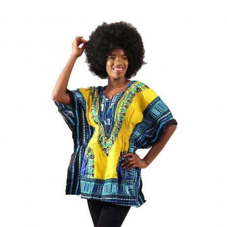 Elastic Dashiki Yellow　ダシキ　半袖シャツ　アフリカ　アフリカン　民族衣装　 ヒッピー　hiphop