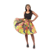 アフリカンプリント　ヘッドラップ付き　スカート　サークルプリント　African skirt Circle print