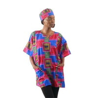 ハットなし　アフリカンプリント　アシャンティ　パッチワーク柄　ダシキ　African Print Dashiki