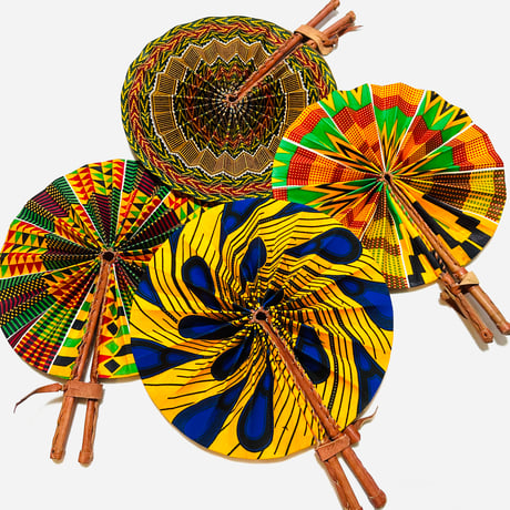 Made in Africa　アフリカンプリント　ケンテ　パーニュ　キテンゲ　うちわ　扇子　African print Kente