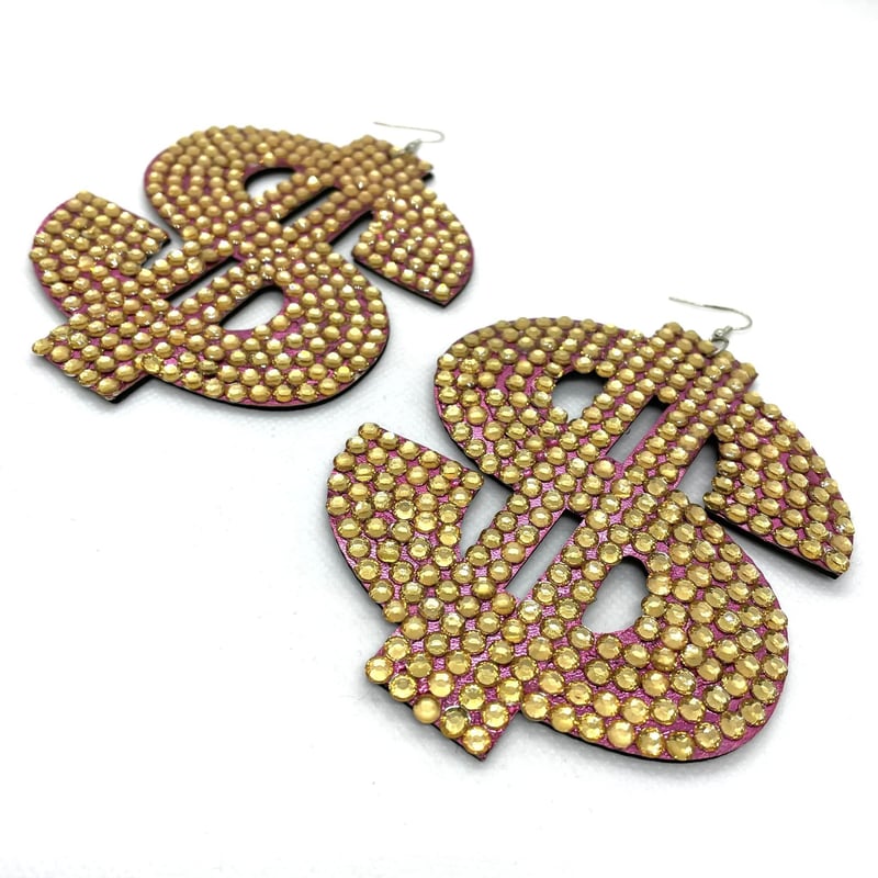 アンティーク ◆90年代　ピアス◆ 90s hiphop Bling Bling dollar ドル ドルマーク ゴールド×ピンク