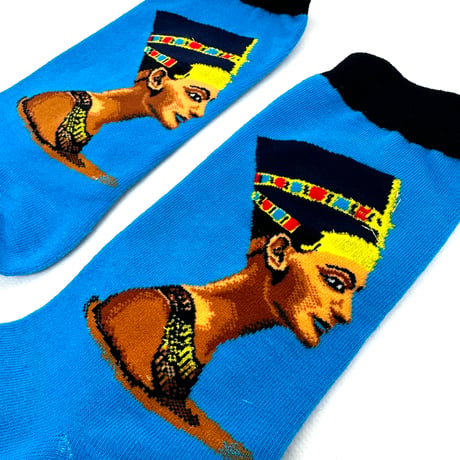 エジプト　ネフェルティティ　靴下　ソックス　African print Egypt Nefertiti socks