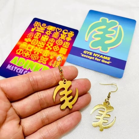 アフリカ　ガーナ　シンボル　アディンクラ　ジニャメ　ゴールド　ピアス　Africa Ghana Adinkra Gye Nyame
