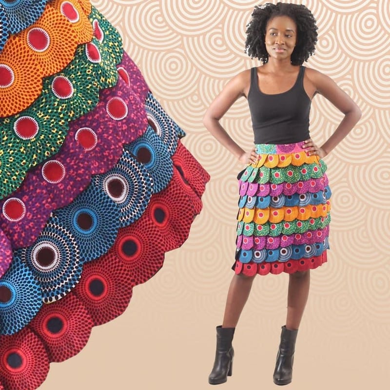 アフリカンプリント アイ柄 カラフル スカート African print アフリカンプリント アイ柄 カラフル スカート African print