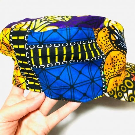 アフリカンプリント　ミリタリーキャップ　パーニュ　キテンゲ　キャップ　ハット　帽子　African print cap