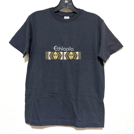 《Fair trade/売上10%を孤児院募金》刺繡　エチオピア　イラスト　Tシャツ　 アフリカ　T-Shirt　Ethiopia