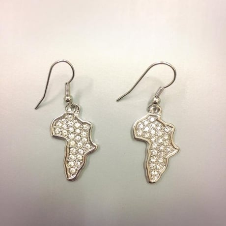 18KGP　アフリカ　アフリカ大陸　ジルコニア　ピアス　hiphop 18K Gold Plated African Map