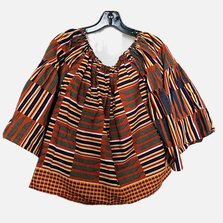 アフリカンプリント　ケンテ　スリーブレス　オフショルダー　トップス　African print Kente Full Sleeve Dress Shirt