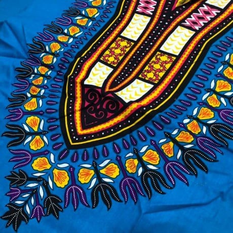 Turquoise　ユニセックス　男女兼用　ダシキ　Dashiki　半袖シャツ　アフリカンプリント　民族衣装　 ヒッピー　hiphop