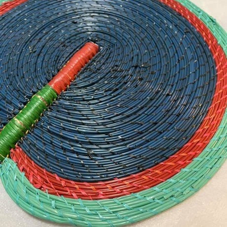 Made in Nigeria　アフリカ　ナイジェリア　ハンドメイド　手織り　うちわ　Africa Handmade Woven fan
