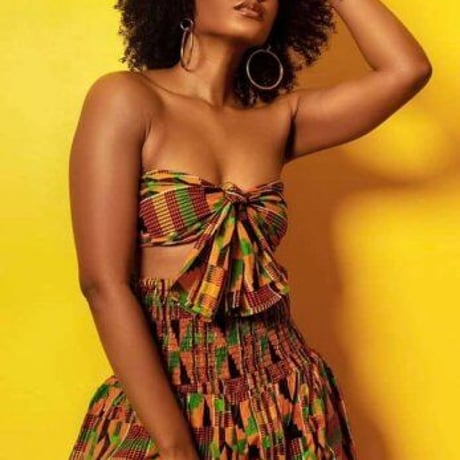 アフリカンプリント　ケンテ　エラスティック　ハーレム　パンツ　ヘッドラップ付　Africa Kente Elastic Harem pants