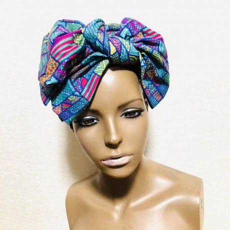 アフリカンプリント　マルチ　ターバン　ヘッドラップ　African print Turban Head wrap