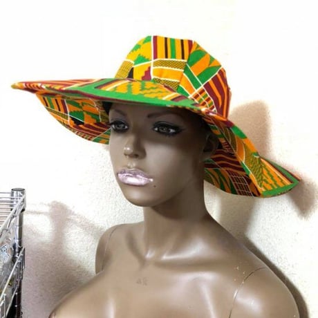 《色落ちSALE》Made in Ghana　アフリカ　ケンテ　ハット　帽子　Africa Kente