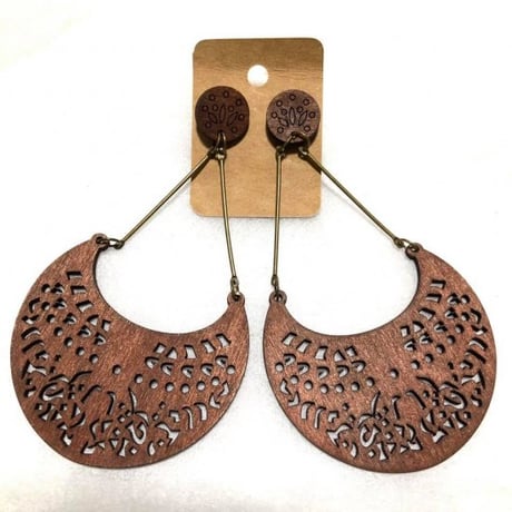エスニック　インポート　ウッド　デザインピアス　African wood