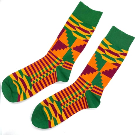 アフリカンプリント　ケンテ　靴下　ソックス　African print kente socks