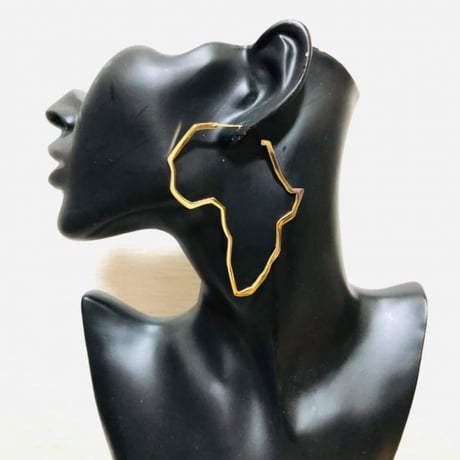 アフリカ　アフリカ大陸　ピアス　18K Gold Plated African Map
