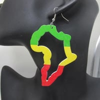 アフリカ　アフリカ大陸　木製　ラスタカラー　レゲエ　ウッドピアス　Africa African Map Jamaica Raggae